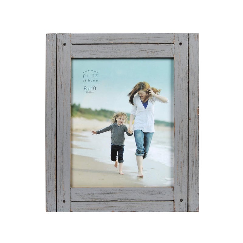 Prinz Homestead 8-Inch by 10-Inch Rustic Wood Picture Frame in Distressed Gray Finish, Two-Way Easel, Can Be Wall-Mounted - Image 1